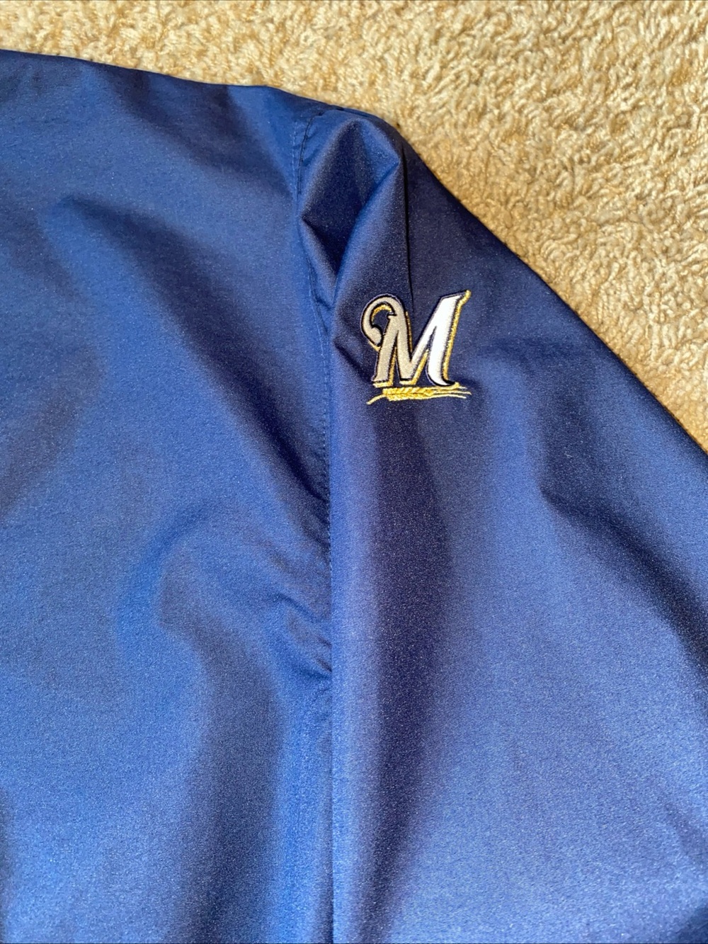 Milwaukee Brewers Sweatshirt V Neck Nike Team Pull Over Navy Side Zipper Size L - Picture 3 of 9